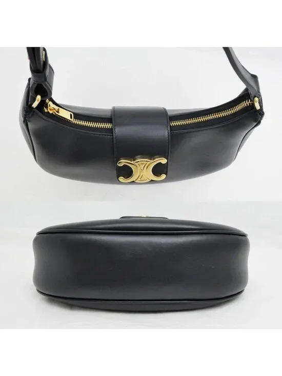 Celine Ava Medium Triomphe Shoulder Bag Black Gold Hardware - Picture 4 of 10